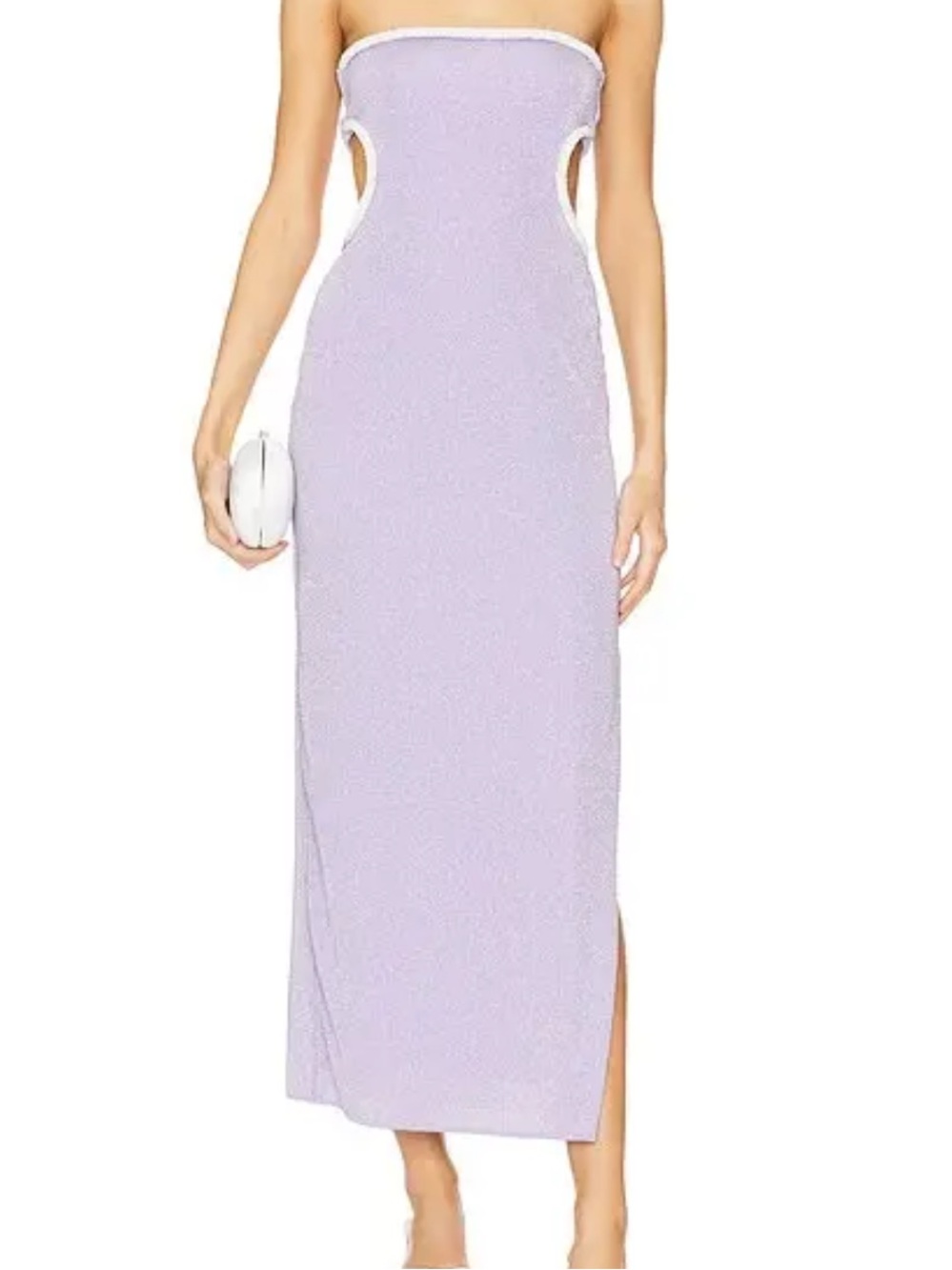 Baobab Collection Strapless Lilac Maxi Dress with White Trim